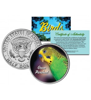 GREEN PARAKEET Collectible Birds JFK Kennedy Half Dollar Colorized US Coin