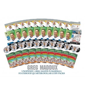 Lot of 10 GREG MADDUX Colorized Illinois Quarter Unopened Coin Packs - Officially Licensed