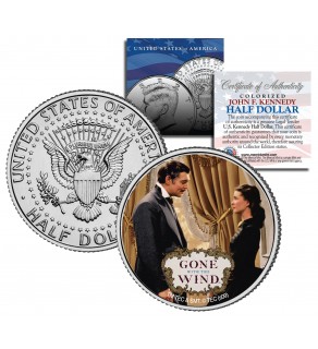 Gone with the Wind " Rhett & Scarlett " JFK Kennedy Half Dollar US Colorized Coin - Officially Licensed