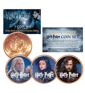 Harry Potter DEATHLY HALLOWS Colorized British Halfpenny 3-Coin Set (Set 5 of 6) - Officially Licensed