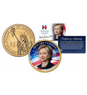HILLARY CLINTON for 45th President of the United States 2016 Presidential $1 Golden Dollar Coin 