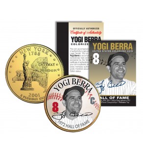 YOGI BERRA - Hall of Fame - Legends Colorized New York State Quarter 24K Gold Plated Coin