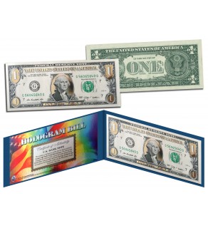 SOLID GOLD HOLOGRAM Legal Tender US $1 Bill Currency - Limited Edition