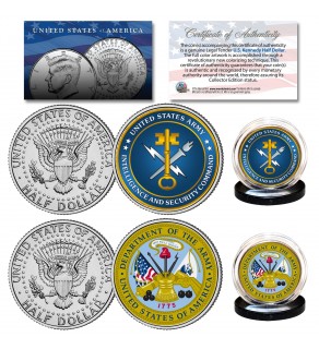 ARMY & USA INTELLIGENCE Branch JFK Half Dollar Armed Forces Military 2-Coin U.S. Set
