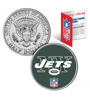 NEW YORK JETS NFL JFK Kennedy Half Dollar US Colorized Coin - Officially Licensed