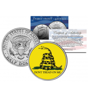 GADSDEN FLAG " Don't Tread On Me " Colorized 2016 JFK Kennedy Half Dollar U.S. Coin 