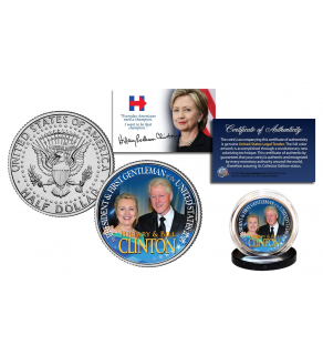 HILLARY & BILL CLINTON Democrat Presidential Campaign Official U.S. 2016 JFK Kennedy Half Dollar Coin