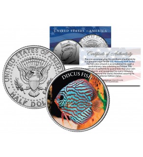 DISCUS FISH - Tropical Fish Series - JFK Kennedy Half Dollar U.S. Colorized Coin