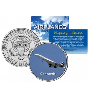 CONCORDE - Airplane Series - JFK Kennedy Half Dollar U.S. Colorized Coin