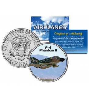 F-4 PHANTOM II - Airplane Series - JFK Kennedy Half Dollar U.S. Colorized Coin