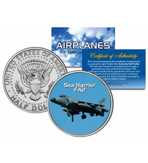 SEA HARRIER FA2  - Airplane Series - JFK Kennedy Half Dollar U.S. Colorized Coin