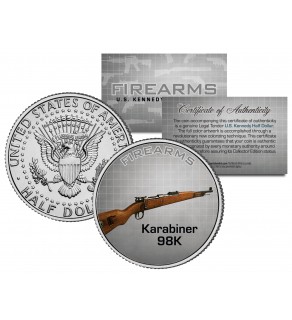 KARIBINER 98K Gun Firearm JFK Kennedy Half Dollar US Colorized Coin Kurz Rifle
