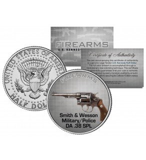 SMITH & WESSON Military/Police DA .38 SPL Gun Firearm JFK Kennedy Half Dollar U.S. Coin