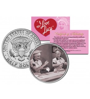 I Love Lucy - The Chocolate Scene - JFK Kennedy Half Dollar US Coin - Lucille Ball - Officially Licensed