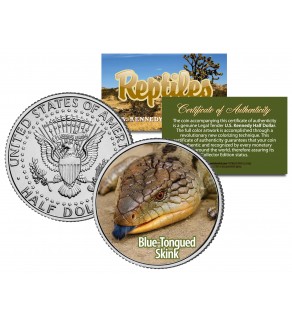 BLUE-TONGUED SKINK - Collectible Reptiles - JFK Kennedy Half Dollar US Colorized Coin LIZARD