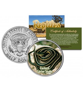 EASTERN GARTER SNAKE - Collectible Reptiles - JFK Kennedy Half Dollar Colorized U.S. Coin