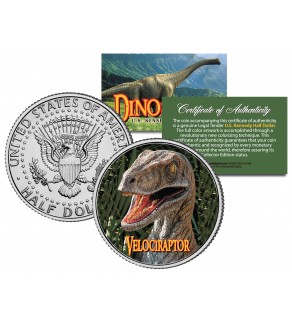VELOCIRAPTOR Collectible Dinosaur JFK Kennedy Half Dollar US Colorized Coin