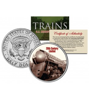 20th CENTURY LIMITED - Famous Trains - JFK Kennedy Half Dollar U.S. Colorized Coin