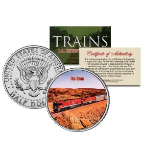 THE GHAN TRAIN - Famous Trains - JFK Kennedy Half Dollar U.S. Colorized Coin