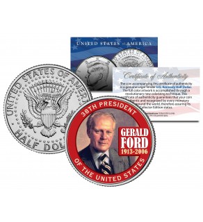 GERALD FORD - 38th President - 1913-2006 JFK Kennedy Half Dollar Colorized US Coin