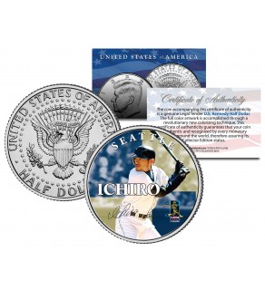 ICHIRO SUZUKI Collectible JFK Kennedy Half Dollar Colorized U.S. Coin SEATTLE MARINERS