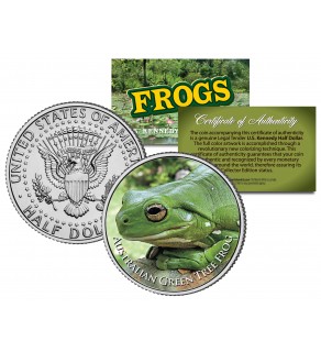 AUSTRALIAN GREEN TREE FROG Collectible Frogs JFK Kennedy Half Dollar US Coin