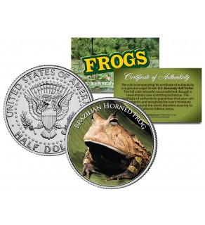 BRAZILIAN HORNED FROG Collectible Frogs JFK Kennedy Half Dollar US Colorized Coin