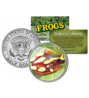 CLOWN TREE FROG Collectible Frogs JFK Kennedy Half Dollar US Colorized Coin