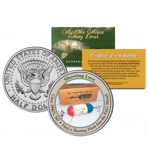 SHOOTING LURE Collectible Antique Fishing Lures JFK Kennedy Half Dollar US Coin