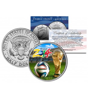 2014 BRAZIL WORLD CUP Soccer Football JFK Half Dollar US Coin - RARE TEST ISSUE