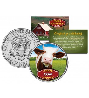 COW Collectible Farm Animals JFK Kennedy Half Dollar U.S. Colorized Coin