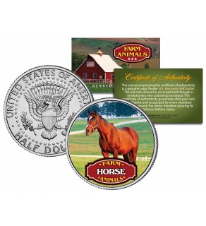 HORSE Collectible Farm Animals JFK Kennedy Half Dollar U.S. Colorized Coin