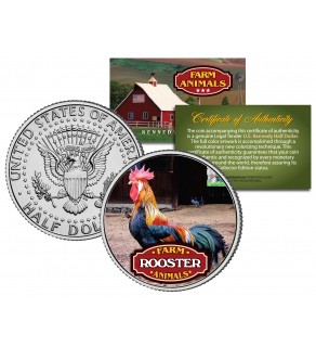 ROOSTER Collectible Farm Animals JFK Kennedy Half Dollar U.S. Colorized Coin