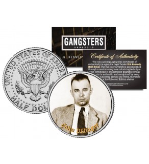 JOHN DILLINGER Gangsters JFK Kennedy Half Dollar US Colorized Coin