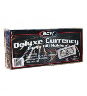 50 LARGE BCW CURRENCY DELUXE HOLDERS Semi Rigid Vinyl for Banknotes Money US Dollar Bills FOR LARGE BILLS