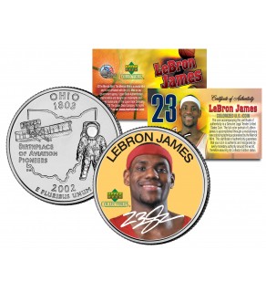 LEBRON JAMES Colorized Ohio Statehood Quarter U.S. Coin - ROOKIE - Officially Licensed