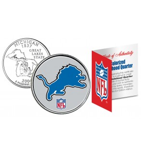 DETROIT LIONS NFL Michigan US Statehood Quarter Colorized Coin  - Officially Licensed