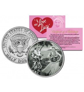 I Love Lucy - Hawaiian Vacation - JFK Kennedy Half Dollar US Coin - Lucille Ball - Officially Licensed