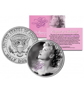Lucille Ball - I Love Lucy Profile - JFK Kennedy Half Dollar US Coin - Officially Licensed