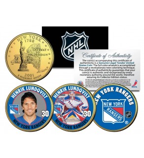 HENRIK LUNDQVIST - New York RANGERS - Colorized New York State Quarters U.S. 3-Coin Set - Officially Licensed