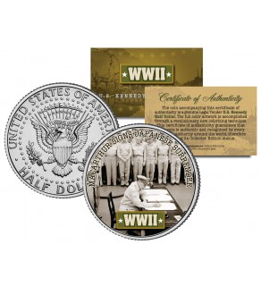 World War II - MACARTHUR SIGNS JAPANESE SURRENDER - JFK Kennedy Half Dollar US Coin