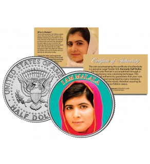 Malala Yousafzai " I AM MALALA " JFK Kennedy Half Dollar US Colorized Coin