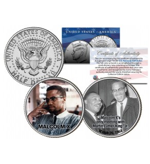 MALCOLM X Colorized JFK Half Dollar U.S. 2-Coin Set with Martin Luther King