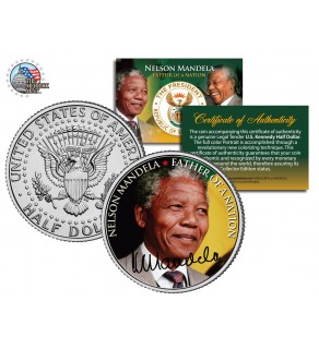 NELSON MANDELA - Father of the Nation - " Portrait " JFK Kennedy Half Dollar US Coin