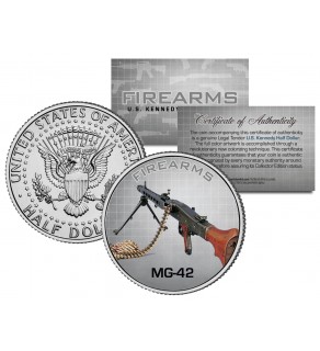 MG-42 Gun Firearm JFK Kennedy Half Dollar US Colorized Coin