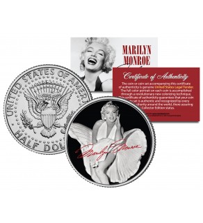 Marilyn Monroe " Happy Birthday " JFK Kennedy Half Dollar US Colorized Coin - Officially Licensed