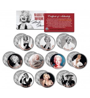 MARILYN MONROE - MOVIES - Colorized JFK Kennedy Half Dollar U.S. 10-Coin Set - Officially Licensed
