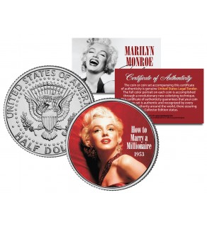 Marilyn Monroe " HOW TO MARRY A MILLIONAIRE " Movie JFK Kennedy Half Dollar US Colorized Coin - Officially Licensed