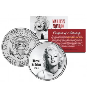 Marilyn Monroe " RIVER OF NO RETURN " Movie JFK Kennedy Half Dollar US Colorized Coin - Officially Licensed