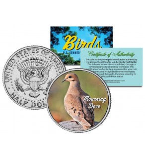 MOURNING DOVE Collectible Birds JFK Kennedy Half Dollar Colorized US Coin